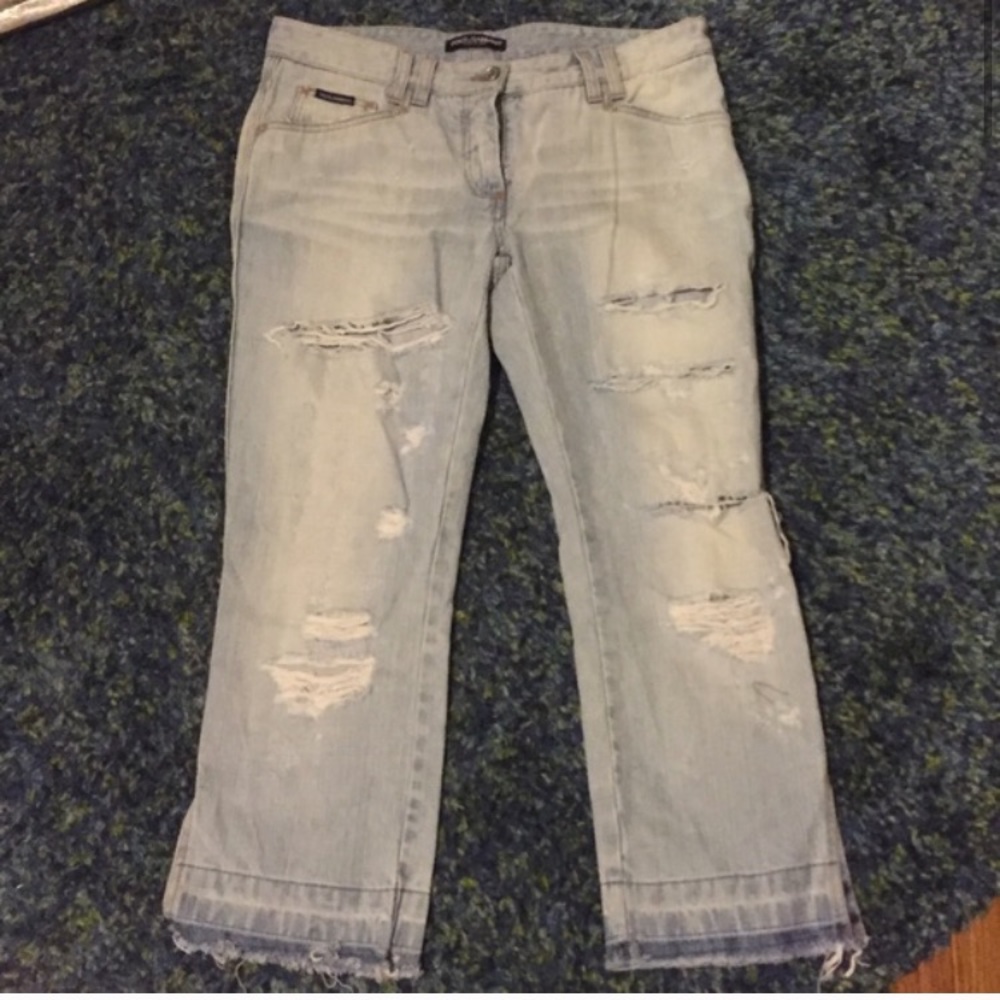 Dolce & Gabbana Distressed Crop Jeans D&G
